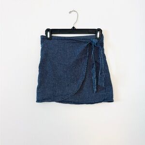 Amuse Society Blue Wrap Mini Skirt with Tie Front